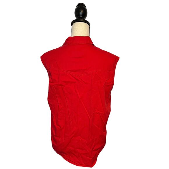 Vintage Ely Country Charmers Woman Size Large Top Red Sleeveless Pearl Snap - Picture 4 of 7